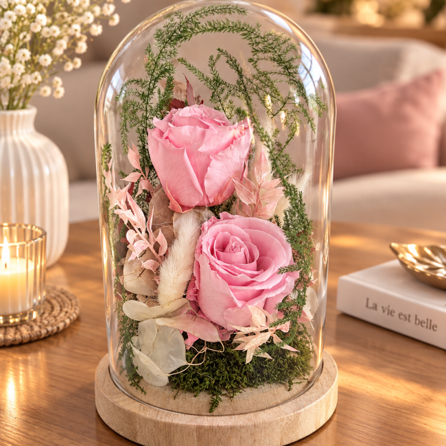 Eternelle sous cloche rose