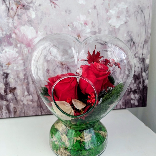 Coeur en verre rouge