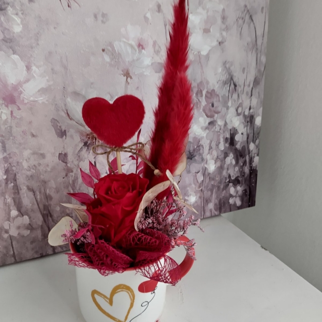 Tasse aux coeurs rouge