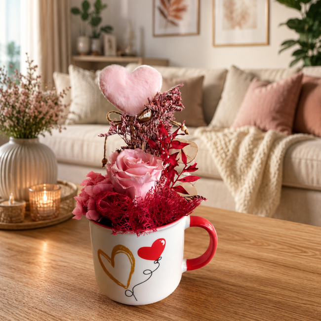 Tasse au coeur rose